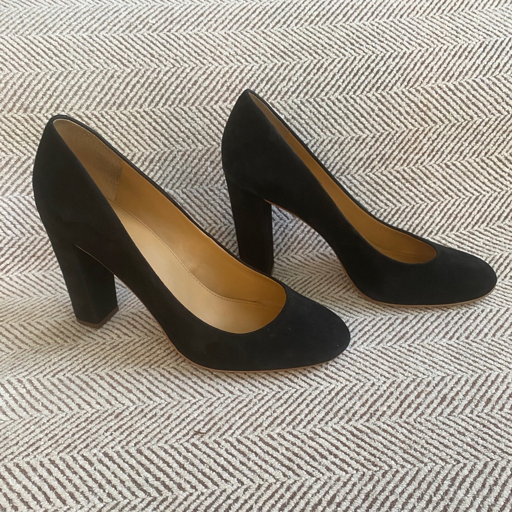 J Crew Etta Black Block Heels Size 7.5